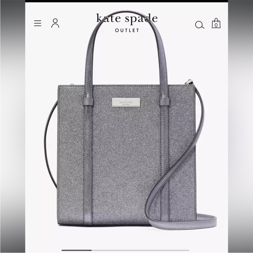 Kate Spade Gray Structured Tote with Detachable Strap